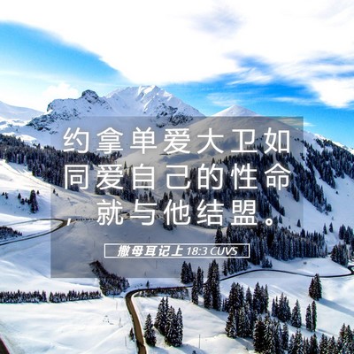 Picture 05 - 撒 母 耳 记 上 18:3 CUVS - 约 拿 单 爱 大 卫 如 同 爱 自 己 的 - Bible Verse Picture