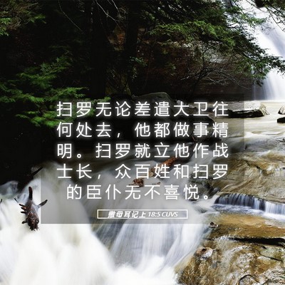 Picture 05 - 撒 母 耳 记 上 18:5 CUVS - 扫 罗 无 论 差 遣 大 卫 往 何 处 去 - Bible Verse Picture