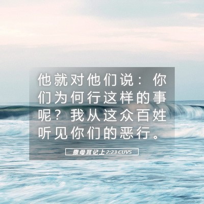 Picture 05 - 撒 母 耳 记 上 2:23 CUVS - 他 就 对 他 们 说 ： 你 们 为 何 行 - Bible Verse Picture