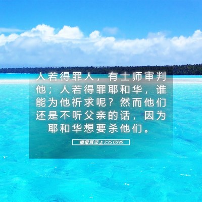 Picture 05 - 撒 母 耳 记 上 2:25 CUVS - 人 若 得 罪 人 ， 有 士 师 审 判 他 - Bible Verse Picture