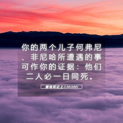 Picture 05 - 撒 母 耳 记 上 2:34 CUVS - 你 的 两 个 儿 子 何 弗 尼 、 非 尼 - Bible Verse Picture