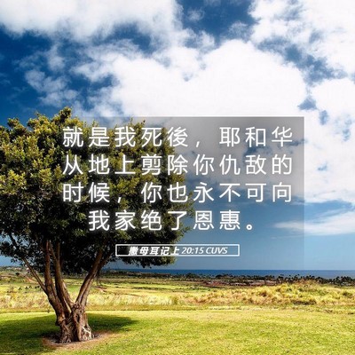 Picture 05 - 撒 母 耳 记 上 20:15 CUVS - 就 是 我 死 後 ， 耶 和 华 从 地 上 - Bible Verse Picture