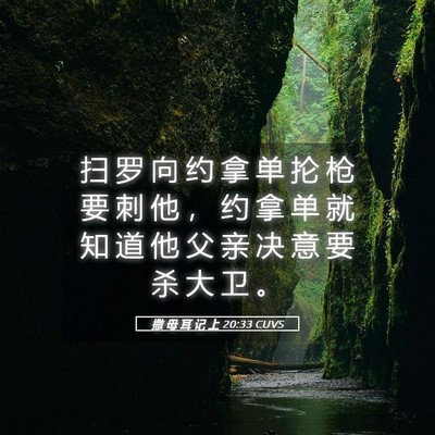 Picture 05 - 撒 母 耳 记 上 20:33 CUVS - 扫 罗 向 约 拿 单 抡 枪 要 刺 他 ， - Bible Verse Picture