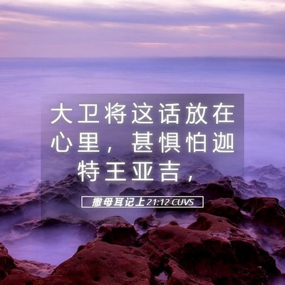 Picture 05 - 撒 母 耳 记 上 21:12 CUVS - 大 卫 将 这 话 放 在 心 里 ， 甚 惧 - Bible Verse Picture