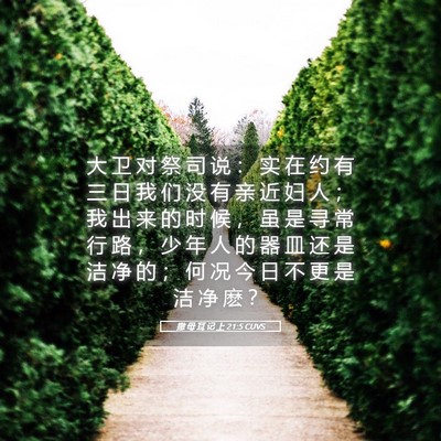 Picture 05 - 撒 母 耳 记 上 21:5 CUVS - 大 卫 对 祭 司 说 ： 实 在 约 有 三 - Bible Verse Picture