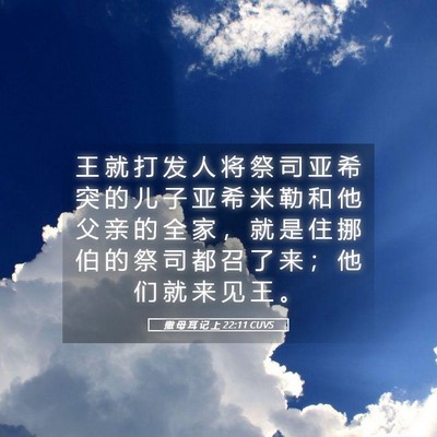 Picture 05 - 撒 母 耳 记 上 22:11 CUVS - 王 就 打 发 人 将 祭 司 亚 希 突 的 - Bible Verse Picture