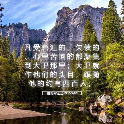 Picture 05 - 撒 母 耳 记 上 22:2 CUVS - 凡 受 窘 迫 的 、 欠 债 的 、 心 里 - Bible Verse Picture