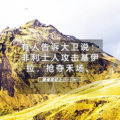 Picture 05 - 撒 母 耳 记 上 23:1 CUVS - 有 人 告 诉 大 卫 说 ： 非 利 士 人 - Bible Verse Picture