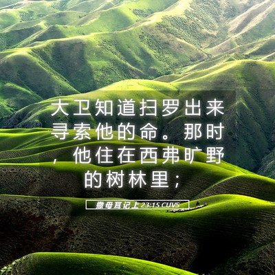 Picture 05 - 撒 母 耳 记 上 23:15 CUVS - 大 卫 知 道 扫 罗 出 来 寻 索 他 的 - Bible Verse Picture