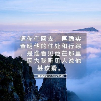 Picture 05 - 撒 母 耳 记 上 23:22 CUVS - 请 你 们 回 去 ， 再 确 实 查 明 他 - Bible Verse Picture
