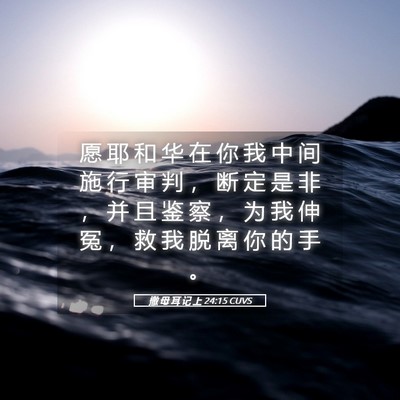 Picture 05 - 撒 母 耳 记 上 24:15 CUVS - 愿 耶 和 华 在 你 我 中 间 施 行 审 - Bible Verse Picture