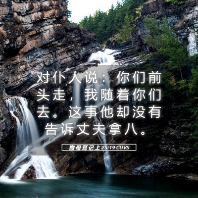 Picture 05 - 撒 母 耳 记 上 25:19 CUVS - 对 仆 人 说 ： 你 们 前 头 走 ， 我 - Bible Verse Picture