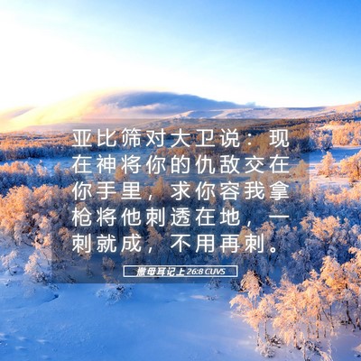 Picture 05 - 撒 母 耳 记 上 26:8 CUVS - 亚 比 筛 对 大 卫 说 ： 现 在 神 将 - Bible Verse Picture