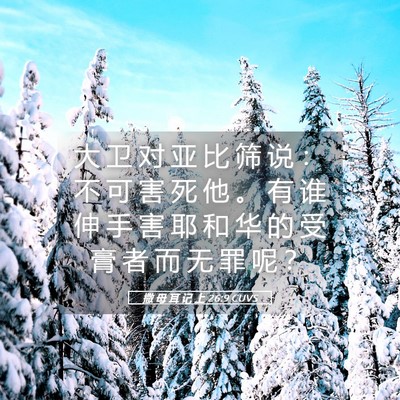 Picture 05 - 撒 母 耳 记 上 26:9 CUVS - 大 卫 对 亚 比 筛 说 ： 不 可 害 死 - Bible Verse Picture