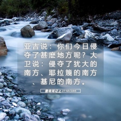 Picture 05 - 撒 母 耳 记 上 27:10 CUVS - 亚 吉 说 ： 你 们 今 日 侵 夺 了 甚 - Bible Verse Picture