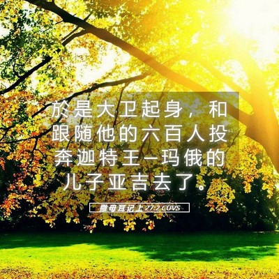 Picture 05 - 撒 母 耳 记 上 27:2 CUVS - 於 是 大 卫 起 身 ， 和 跟 随 他 的 - Bible Verse Picture