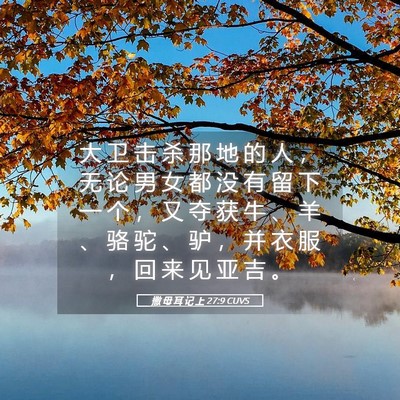 Picture 05 - 撒 母 耳 记 上 27:9 CUVS - 大 卫 击 杀 那 地 的 人 ， 无 论 男 - Bible Verse Picture