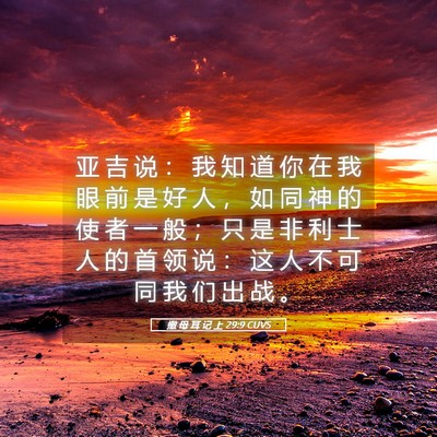 Picture 05 - 撒 母 耳 记 上 29:9 CUVS - 亚 吉 说 ： 我 知 道 你 在 我 眼 前 - Bible Verse Picture