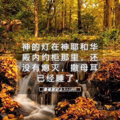 Picture 05 - 撒 母 耳 记 上 3:3 CUVS - 神 的 灯 在 神 耶 和 华 殿 内 约 柜 - Bible Verse Picture