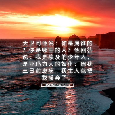 Picture 05 - 撒 母 耳 记 上 30:13 CUVS - 大 卫 问 他 说 ： 你 是 属 谁 的 ？ - Bible Verse Picture