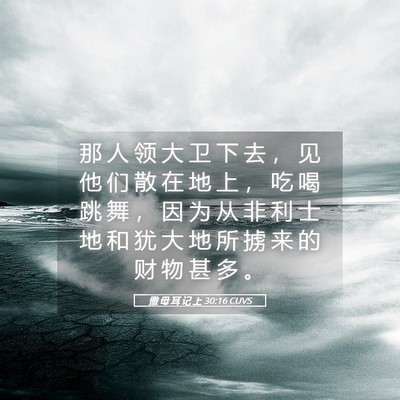Picture 05 - 撒 母 耳 记 上 30:16 CUVS - 那 人 领 大 卫 下 去 ， 见 他 们 散 - Bible Verse Picture