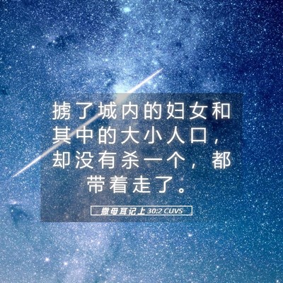 Picture 05 - 撒 母 耳 记 上 30:2 CUVS - 掳 了 城 内 的 妇 女 和 其 中 的 大 - Bible Verse Picture