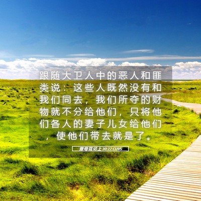 Picture 05 - 撒 母 耳 记 上 30:22 CUVS - 跟 随 大 卫 人 中 的 恶 人 和 匪 类 - Bible Verse Picture