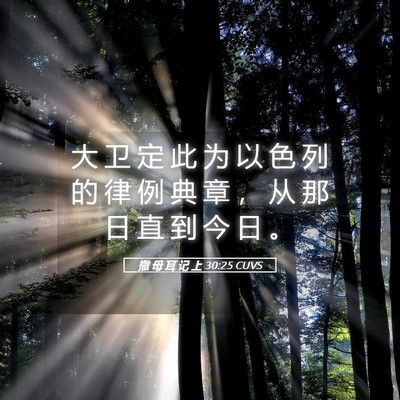 Picture 05 - 撒 母 耳 记 上 30:25 CUVS - 大 卫 定 此 为 以 色 列 的 律 例 典 - Bible Verse Picture