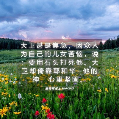 Picture 05 - 撒 母 耳 记 上 30:6 CUVS - 大 卫 甚 是 焦 急 ， 因 众 人 为 自 - Bible Verse Picture