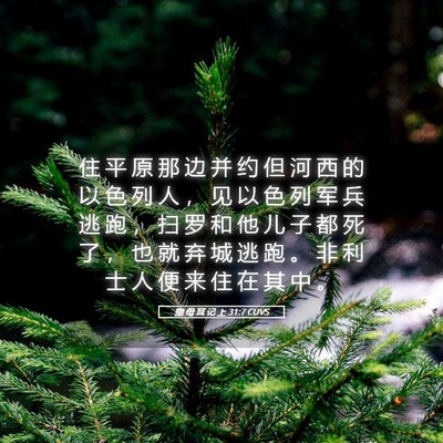 Picture 05 - 撒 母 耳 记 上 31:7 CUVS - 住 平 原 那 边 并 约 但 河 西 的 以 - Bible Verse Picture
