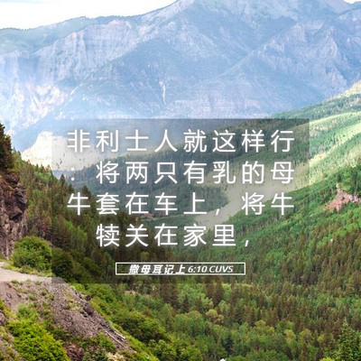 Picture 05 - 撒 母 耳 记 上 6:10 CUVS - 非 利 士 人 就 这 样 行 ： 将 两 只 - Bible Verse Picture