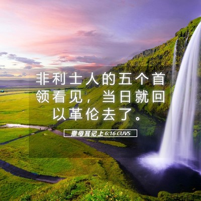 Picture 05 - 撒 母 耳 记 上 6:16 CUVS - 非 利 士 人 的 五 个 首 领 看 见 ， - Bible Verse Picture