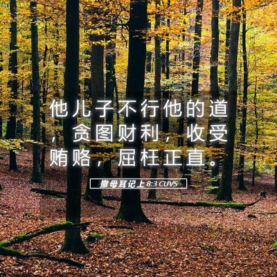Picture 05 - 撒 母 耳 记 上 8:3 CUVS - 他 儿 子 不 行 他 的 道 ， 贪 图 财 - Bible Verse Picture