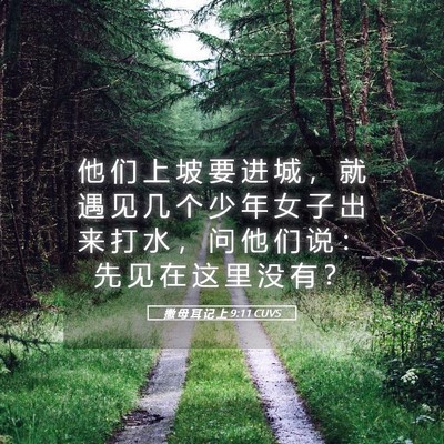 Picture 05 - 撒 母 耳 记 上 9:11 CUVS - 他 们 上 坡 要 进 城 ， 就 遇 见 几 - Bible Verse Picture