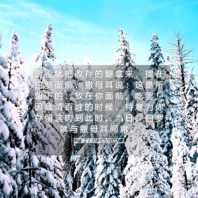 Picture 05 - 撒 母 耳 记 上 9:24 CUVS - 厨 役 就 把 收 存 的 腿 拿 来 ， 摆 - Bible Verse Picture