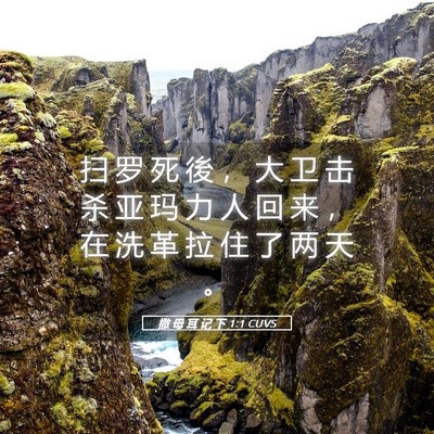 Picture 05 - 撒 母 耳 记 下 1:1 CUVS - 扫 罗 死 後 ， 大 卫 击 杀 亚 玛 力 - Bible Verse Picture