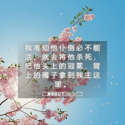 Picture 05 - 撒 母 耳 记 下 1:10 CUVS - 我 准 知 他 仆 倒 必 不 能 活 ， 就 - Bible Verse Picture