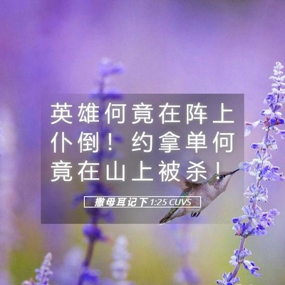 Picture 05 - 撒 母 耳 记 下 1:25 CUVS - 英 雄 何 竟 在 阵 上 仆 倒 ！ 约 拿 - Bible Verse Picture