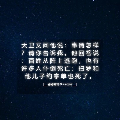 Picture 05 - 撒 母 耳 记 下 1:4 CUVS - 大 卫 又 问 他 说 ： 事 情 怎 样 ？ - Bible Verse Picture