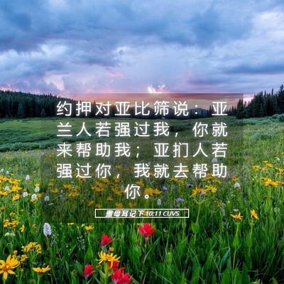 Picture 05 - 撒 母 耳 记 下 10:11 CUVS - 约 押 对 亚 比 筛 说 ： 亚 兰 人 若 - Bible Verse Picture