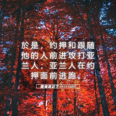 Picture 05 - 撒 母 耳 记 下 10:13 CUVS - 於 是 ， 约 押 和 跟 随 他 的 人 前 - Bible Verse Picture