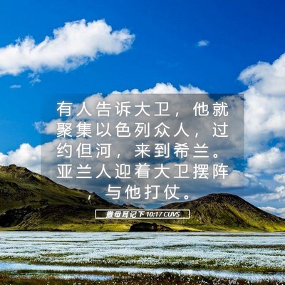 Picture 05 - 撒 母 耳 记 下 10:17 CUVS - 有 人 告 诉 大 卫 ， 他 就 聚 集 以 - Bible Verse Picture