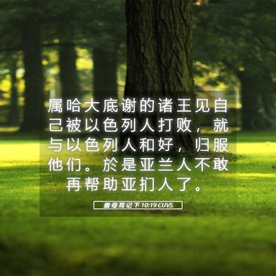 Picture 05 - 撒 母 耳 记 下 10:19 CUVS - 属 哈 大 底 谢 的 诸 王 见 自 己 被 - Bible Verse Picture