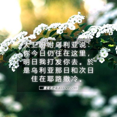 Picture 05 - 撒 母 耳 记 下 11:12 CUVS - 大 卫 吩 咐 乌 利 亚 说 ： 你 今 日 - Bible Verse Picture
