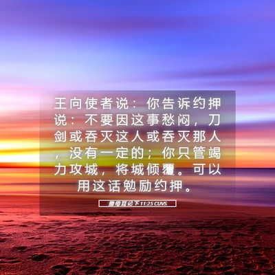 Picture 05 - 撒 母 耳 记 下 11:25 CUVS - 王 向 使 者 说 ： 你 告 诉 约 押 说 - Bible Verse Picture