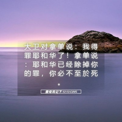 Picture 05 - 撒 母 耳 记 下 12:13 CUVS - 大 卫 对 拿 单 说 ： 我 得 罪 耶 和 - Bible Verse Picture