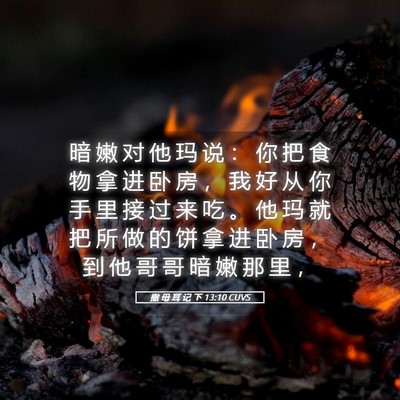 Picture 05 - 撒 母 耳 记 下 13:10 CUVS - 暗 嫩 对 他 玛 说 ： 你 把 食 物 拿 - Bible Verse Picture