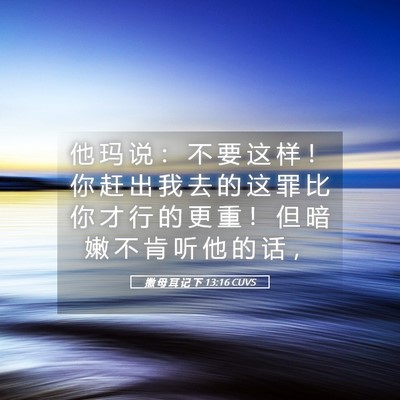 Picture 05 - 撒 母 耳 记 下 13:16 CUVS - 他 玛 说 ： 不 要 这 样 ！ 你 赶 出 - Bible Verse Picture