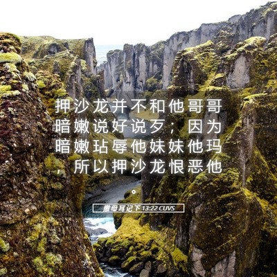 Picture 05 - 撒 母 耳 记 下 13:22 CUVS - 押 沙 龙 并 不 和 他 哥 哥 暗 嫩 说 - Bible Verse Picture