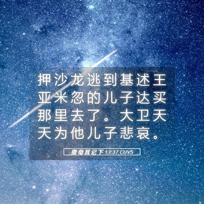Picture 05 - 撒 母 耳 记 下 13:37 CUVS - 押 沙 龙 逃 到 基 述 王 亚 米 忽 的 - Bible Verse Picture